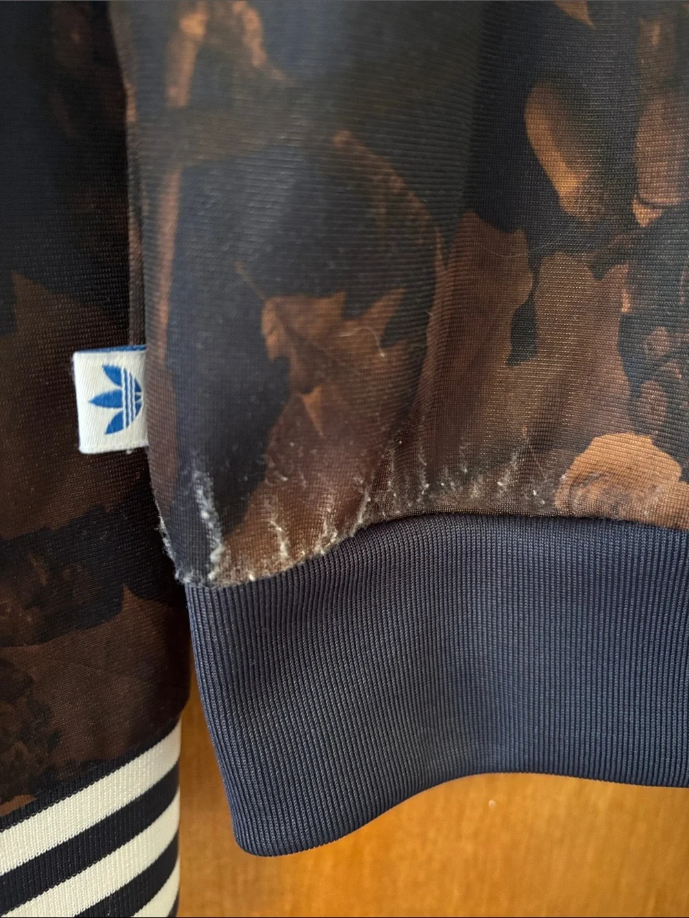 adidas Men’s Brown Leaf-Print Bomber Jacket